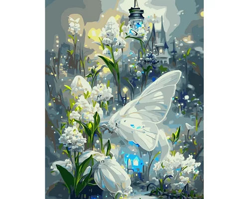 Картина за номерами Strateg Білий метелик 40х50 см (GS913)