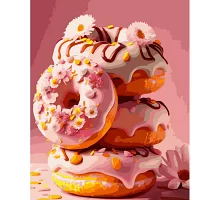Картина за номерами Strateg Солодкі рожеві пончики 40х50 см (GS916)