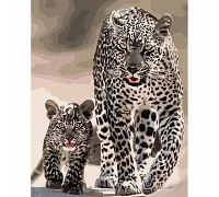 Картина за номерами Strateg   Леопардова сім'я 40х50 см (GS934)