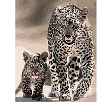 Картина за номерами Strateg Леопардова сім'я 40х50 см (GS934)