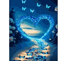 Картина за номерами Strateg Блакитне серце з метеликів 40х50 см (GS941)