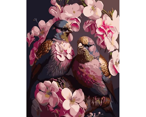 Картина за номерами Strateg Птахи в квітах 40х50 см (GS958)