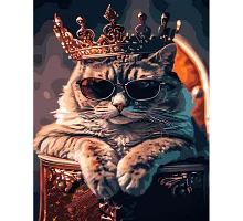 Картина за номерами Strateg Кіт-король 40х50 см (GS966)