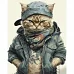 Картина за номерами Strateg Кіт у джинсовці 40х50 см (GS979)