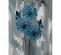 Картина за номерами Strateg Блакитний алліум з метеликами 40х50 см (GS999)
