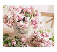 Картина за номерами Strateg   Біло-рожеві троянди 40х50 см (GS1018)