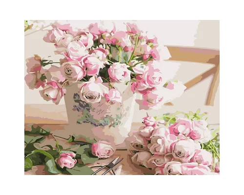 Картина за номерами Strateg Біло-рожеві троянди 40х50 см (GS1018)