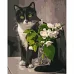 Картина за номерами Strateg Кіт з квітами 40х50 см (GS1021)