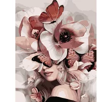 Картина за номерами Strateg Дівчина з трояндами на голові 40х50 см (GS1040)