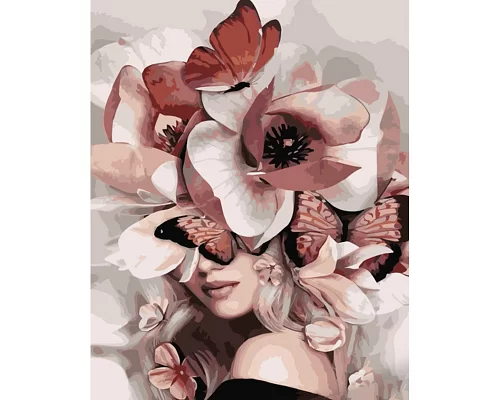Картина за номерами Strateg Дівчина з трояндами на голові 40х50 см (GS1040)