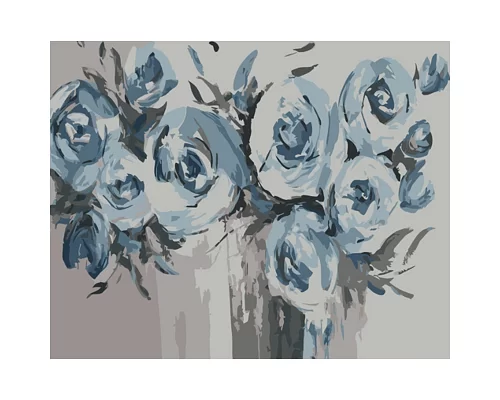 Картина за номерами Strateg Блакитні квіти 40х50 см (GS1043)