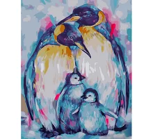 Картина за номерами Strateg   Сім'я пінгвінів 40х50 см (GS1052)