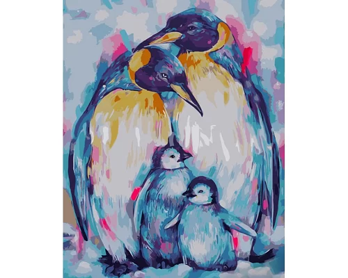Картина за номерами Strateg Сім'я пінгвінів 40х50 см (GS1052)