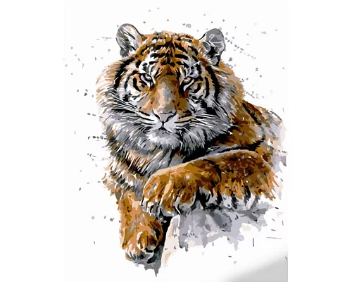 Картина за номерами Strateg   Загрозливий тигр 40х50 см (GS1061)