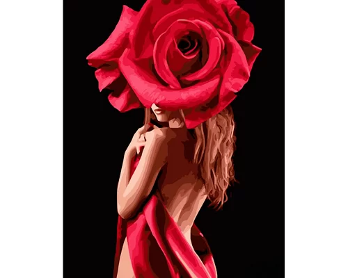 Картина за номерами Strateg Дівчина-троянда 40х50 см (GS1065)