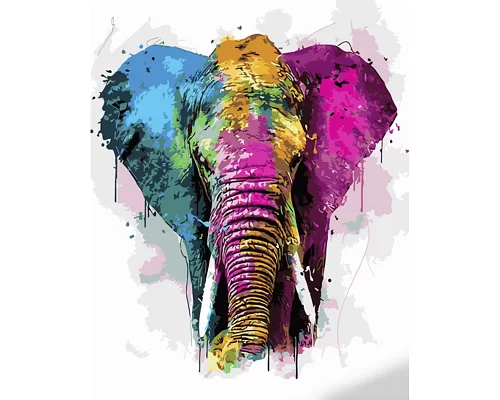 Картина за номерами Strateg Різнобарвний слон 40х50 см (GS1072)