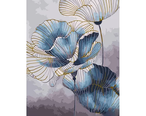 Картина за номерами Strateg Сині квіти 40х50 см (GS1081)