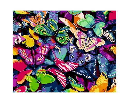 Картина за номерами Strateg Різнокольорові метелики 40х50 см (GS1123)