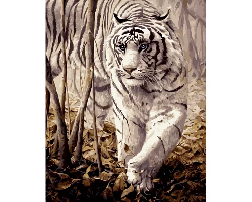 Картина за номерами Strateg Білий тигр 40х50 см (GS1124)
