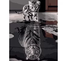 Картина за номерами Strateg Кіт і тигр 40х50 см (GS1130)