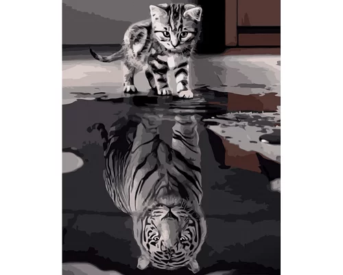 Картина за номерами Strateg Кіт і тигр 40х50 см (GS1130)