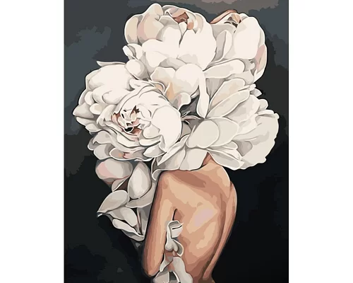 Картина за номерами Strateg Дівчина-квітка 40х50 см (GS1139)