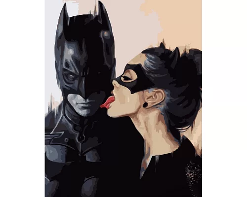 Картина за номерами Strateg Бетмен з жінкою-кішкою 40х50 см (GS1142)