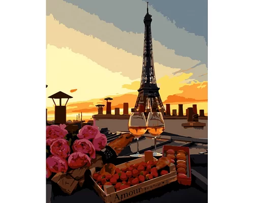 Картина за номерами Strateg Романтична вечеря в Парижі 40х50 см (GS1145)