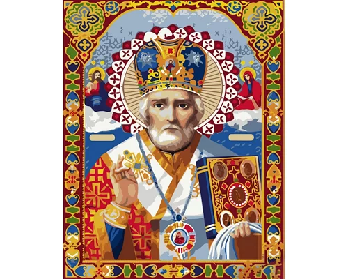 Картина за номерами Strateg Ікона Святого Миколая 40х50 см (GS1192)