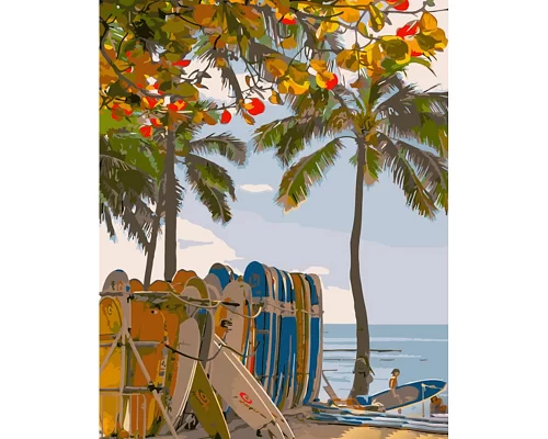 Картина за номерами Strateg   Серфінг на Гаваях 40х50 см (GS1278)