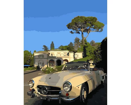 Картина за номерами Strateg Ретро авто біля маєтку 40х50 см (GS1287)