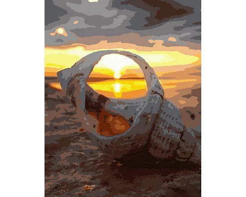 Картина за номерами Strateg Захід сонця в мушлі 40х50 см (GS1305)
