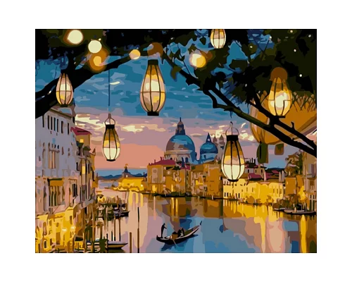 Картина за номерами Strateg Ліхтарики Венеції 40х50 см (GS1159)