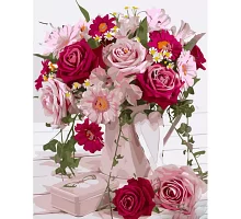 Картина за номерами Strateg Букет квітів у рожевих тонах 40х50 см (GS1164)