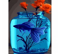 Картина за номерами Strateg   Синя рибка   40х50 см (GS1256)