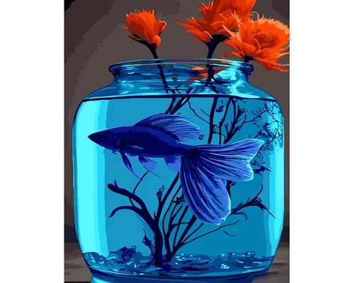Картина за номерами Strateg Синя рибка 40х50 см (GS1256)