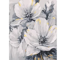 Картина за номерами Strateg   Білі квіти   40х50 см (GS1255)