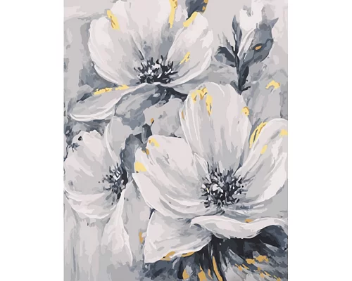 Картина за номерами Strateg Білі квіти 40х50 см (GS1255)