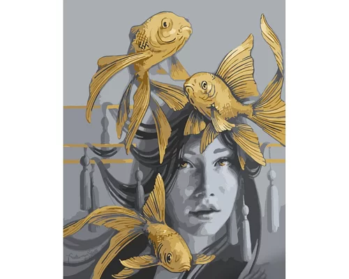 Картина за номерами Strateg   Золоті рибки   40х50 см (GS1253)