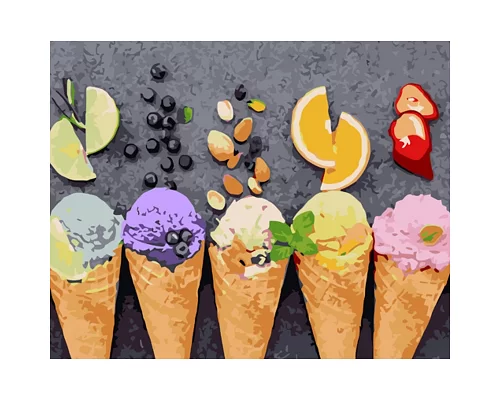 Картина за номерами Strateg Ріжки фруктового морозива 40х50 см (GS1242)