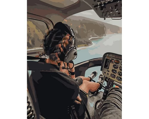 Картина за номерами Strateg Дівчина-пілотка з косичками 40х50 см (GS1271)