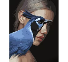 Картина за номерами Strateg Дівчина та синій птах 40х50 см (GS1264)