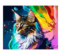 Картина за номерами Strateg   Різнобарвний котик   40х50 см (GS1339)
