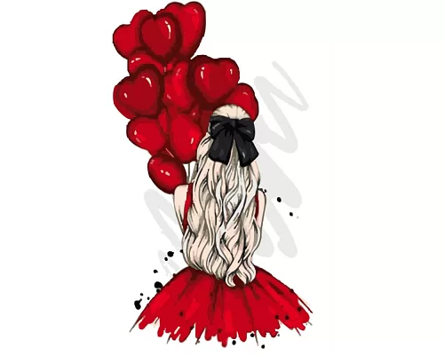 Картина за номерами Strateg Дівчина з кульками 50х25 см (WW007)