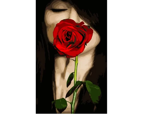 Картина за номерами Strateg Жінка з трояндою 50х25 см (WW012)