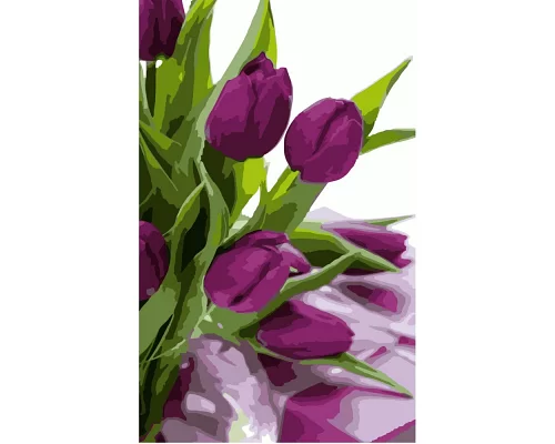 Картина за номерами Strateg Фіолетові тюльпани 50х25 см (WW016)