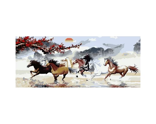 Картина за номерами Strateg Буйні коні 50х25 см (WW032)