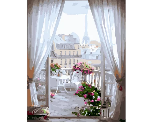 Картина за номерами  Вікно в Париж розміром 30х40 см Strateg (SS-6500)