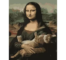 Картина за номерами  Мона Ліза та кіт розміром 30х40 см Strateg (SS-6539)