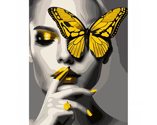 Картина за номерами Дівчина з золотим метеликом  40*50 см. SANTI (954522)
